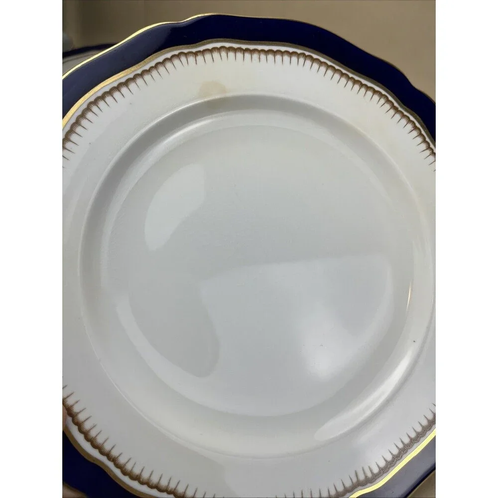 2 HTF Antique Spode Copeland‎ Cobalt Blue Gold Trim R7767 Dinner Plate 9 3/4”